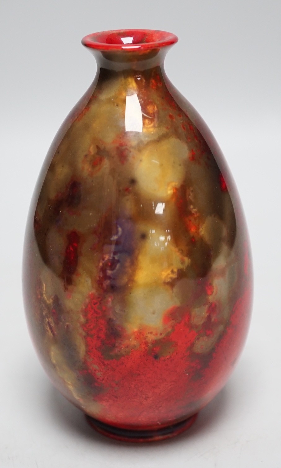 A Royal Doulton flambe vase by Fred Moore, 14cm